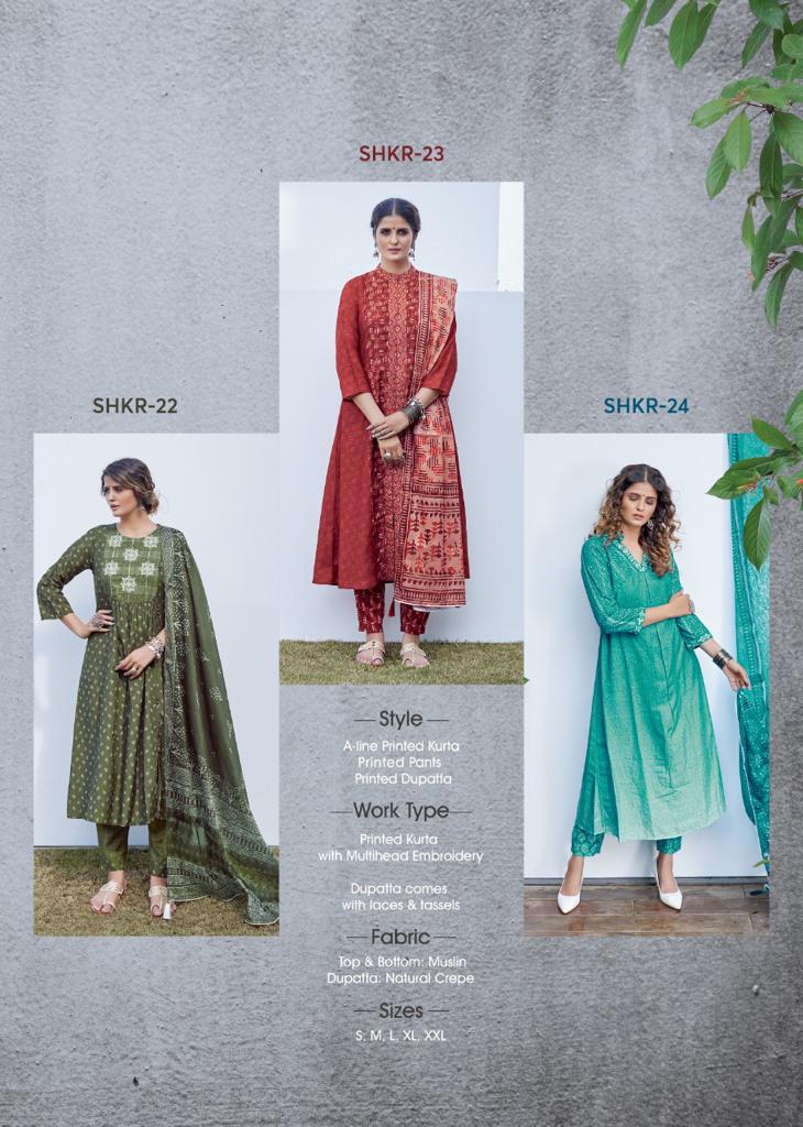 Shichi Kora Exclusive Festive Wear Heavy Muslin Kurti With Pant And Dupatta Readymade Collection